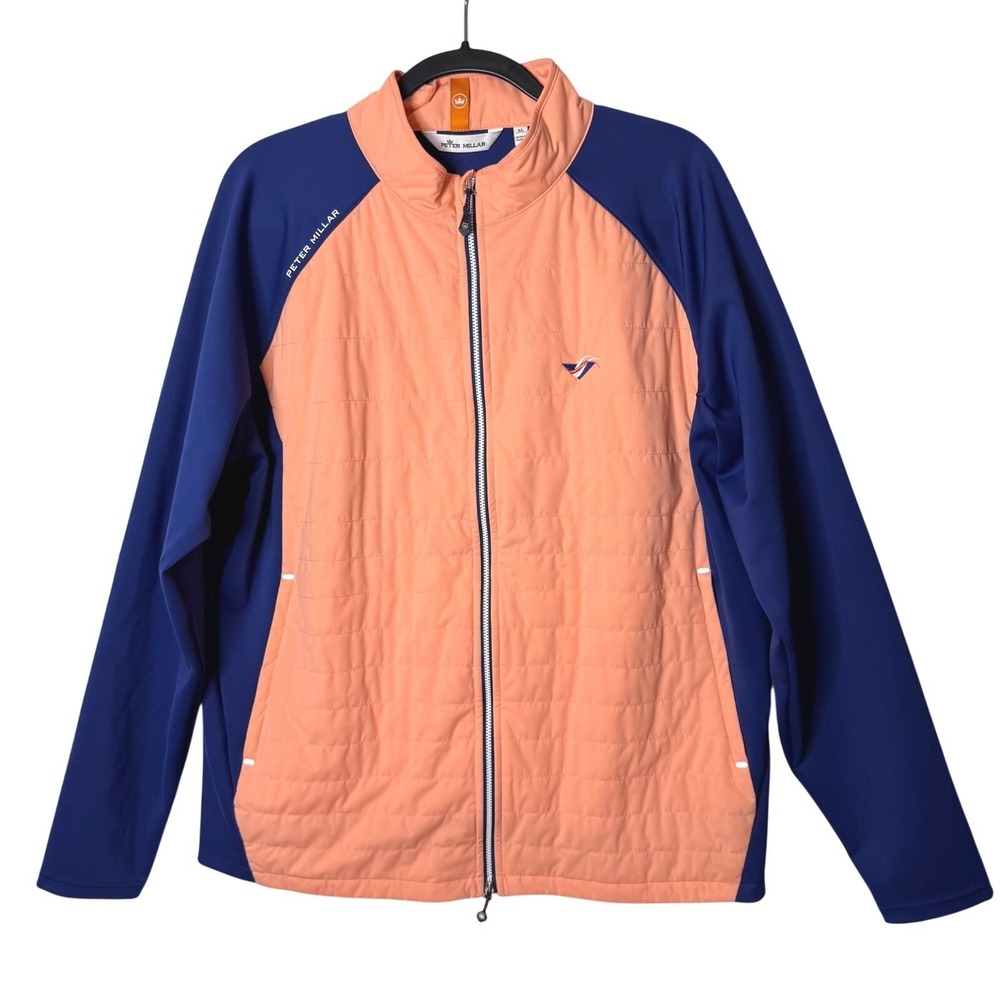 Peter Millar Hyperlight Merge Jacket Mens XL Orange Navy Hybrid Golf Crown